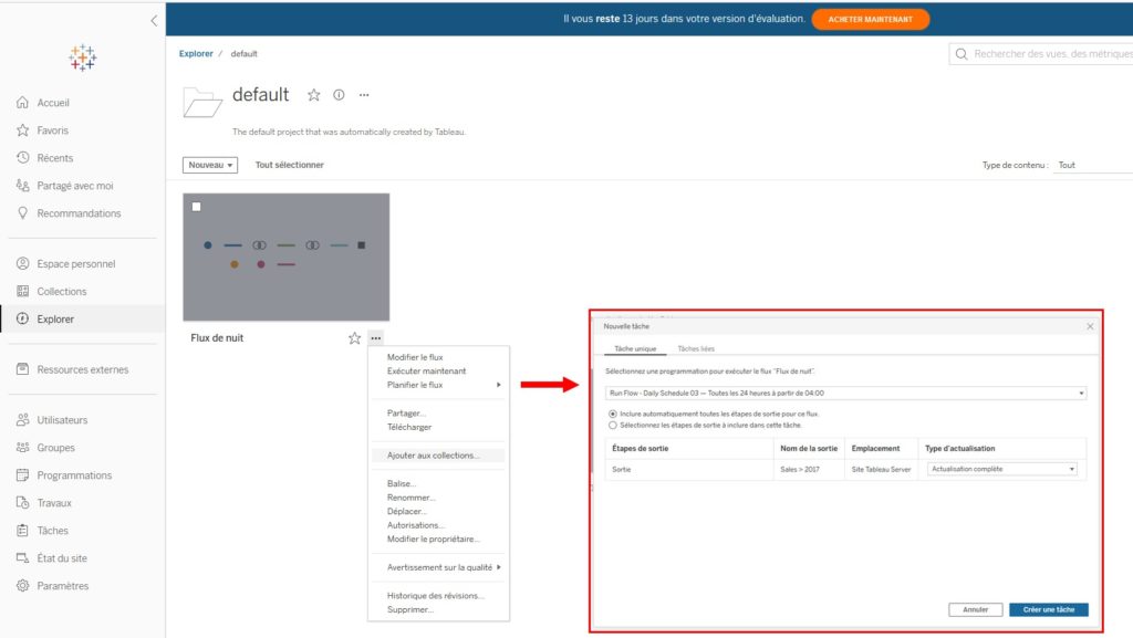 Tableau Trial - Planification du Flow